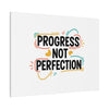 Progress Not Perfection Canvas | Handwritten Marker Brush Script, Motivational Wall Art