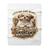 Sherpa Blanket - "It's Not Easy Being Cute and Adorable but I'm Nailing It" Dog Lover Throw