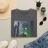 Horror Adventure T-Shirt — Explorer Confronting Glowing Ancient Spirit