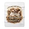 Sherpa Blanket - "It's Not Easy Being Cute and Adorable but I'm Nailing It" Dog Lover Throw