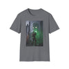Horror Adventure T-Shirt — Explorer Confronting Glowing Ancient Spirit