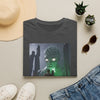 Horror Adventure T-Shirt — Explorer Confronting Glowing Ancient Spirit