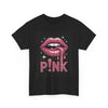Pink Dripping Lips Tee — Glitter Lip Graphic T-Shirt