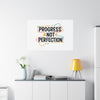 Progress Not Perfection Canvas | Handwritten Marker Brush Script, Motivational Wall Art