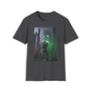 Horror Adventure T-Shirt — Explorer Confronting Glowing Ancient Spirit