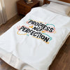 Progress Not Perfection Velveteen Blanket | handwritten marker brush script
