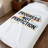 Progress Not Perfection Velveteen Blanket | handwritten marker brush script