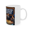 Funny Game Show Ceramic Mug — "Name Something a Drug Dealer Always Says" Retro Panel Design (11oz/15oz)