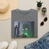 Horror Adventure T-Shirt — Explorer Confronting Glowing Ancient Spirit
