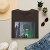Horror Adventure T-Shirt — Explorer Confronting Glowing Ancient Spirit