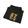 Colorful Retro 67 Hooded Sweatshirt for Casual Comfort