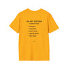 Do Not Disturb T-Shirt — Minimalist Graphic Tee with Back Checklist